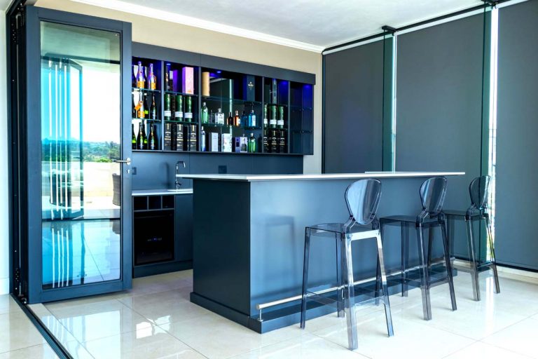 A Custom Made Island Bar In A Modern Grey Finish The Wood Studio   Island Bar Closed 1 768x512 